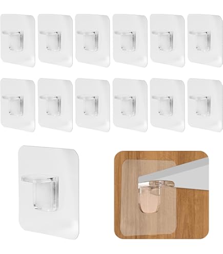 Supporti Mensole Autoadesivi ShnminEU 20pz - 7x7cm Trasparenti | Portata 15kg Per Armadi E Scaffali