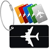 Yizhet Luggage Tags, 6 Pieces Travel Suitcase Identifier, Aluminium, with Steel Rings and Waterproof PVC ID Card, for Bagagli
