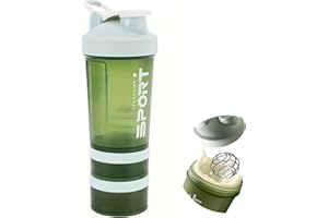 ELITEVA Shaker Proteinas 500ml 3 En 1 - Mezclador De Proteinas Con Varios Compartimentos, Botella Gimnasio Con Bola Mezcladora, Vaso Mezclador Proteinas Para Batidos Cremosos. Sin Fugas Bpa Libre (Verde)