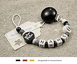 Baby SCHNULLERKETTE mit NAMEN | Schnullerhalter mit Wunschnamen – Jungen Motiv „kleiner Prinz“ in schwarz - 3