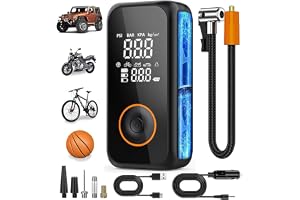 Portable Air Compressor Tire Inflator - Air Pump 20000mAh & 150PSI Electric for Car, Motorcycle, Bike, Ball, Dual-Use Type with Digital Pressure Guage (Black)