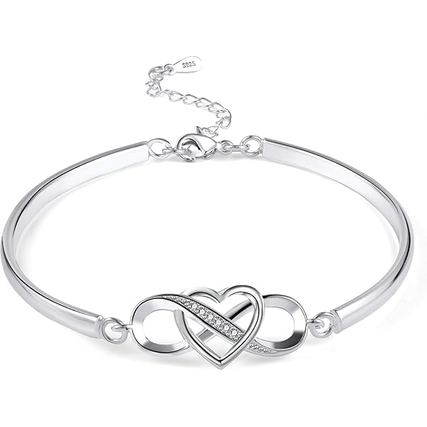 Candyfancy Damesarmband, hart, 925 zilver, verstelbaar, cadeau voor dames, meisjes, vriendin, moeder, Sterling zilver, Geen edelsteen