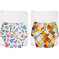 SuperBottoms BASIC EASY - Pack of 2 Freesize Washable & reusable waterproof adjustable cloth diaper for babies with quick drying soaker (insert) - Print may vary