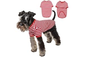 PetSmiler Maglioncino Cane - Maglioncino Cane Taglia Piccola Media, Maglia Cane Gatti Maglione Cane a Righe Magliette per Cani Elasticizzata, Maglioncino Chihuahua Bulldog Francese (Rosso XXL)