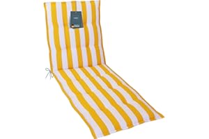LILENO HOME Coussin, 1 pièce, à rayures jaunes, pour chaise longue de jardin et de plage, rembourré, 188 x 60 x 5 cm