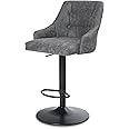 ALPHA HOME Height Adjustable Rotating Bar Stool, Bar Chair Counter Stool, PU Leather with Backrest and Footrest, Hugging Feeling Counter Stool for Kitchen, Cafe, Office