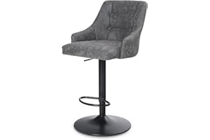 ‎ALPHA HOME ALPHA HOME Höhenverstellbarer drehbarer Barhocker, Barstuhl, Thekenhocker, PU-Leder mit Rückenlehne und Fußstütze, Umarmungsgefühl, Thekenhocker für Küche, Café, Büro