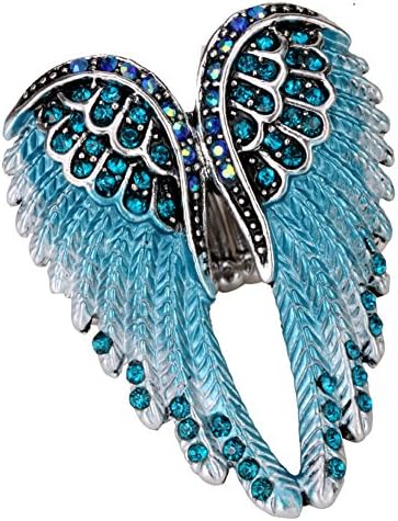 Angel Jewelry Women's Crystal Angel Wings Stretch Rings Biker Jewelry