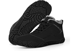 BIBHOLY Barefoot Hiking Boots for Winter, Womens Mens Slip On Snow Boots Zero Drop Minimalist Walking Boots Waterproof Warm Fur Lined Boots Unisex Five Finger Hike Shoes for Winter Hiking Outdoor