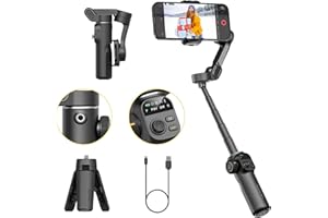 AOCHUAN Gimbal-Stabilisator für iPhone, 3-Achsen-Gimbal mit integrierter 7,8-Zoll-Verlängerungsstange für iPhone, tragbarer Stabilisator mit OLED-Display für iPhone/Android-Smart X2 Schwarz