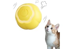 Peticularz Jouet Balle per Chat, Jouet Automatique interactif powerball pour Chats & Chien, Jeux Power Ball Divertisement & Stimulation, Jouet pour Chaton (Jaune avec pétales de Fleurs)