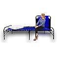 LUSTER 1 Year Warranty Portable Single Folding Bed Space Saving Heavy Duty Foldable Bed Frame/Khat Cot for Sleeping Bed Sturdy Metal Bed Frame Space Saving Design 3X6 Feet, Blue and Black