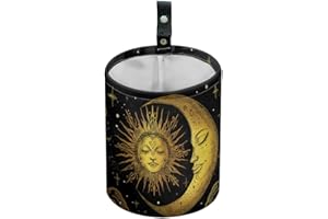 DELORIGIN Auto Mülleimer Mit Sonne Und Mond Wasserdicht Fürs Auto Zum Aufhängen An Der Autositzlehne Tragbarer Camping Mülleimer Fürs Auto Zuhause Küche