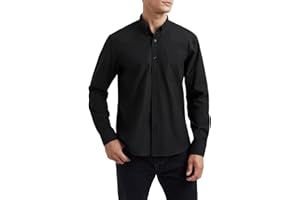 HISDERN Chemise Oxford Homme Manches Longues Chemise Décontractée Coton Chemises Hommes Couleur Unie Business Casual Bouton Shirts avec Poche Regular Fit