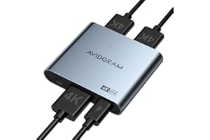 Splitter HDMI 1 In 2 out 4K 60Hz 4:4:4, AVIDGRAM HDMI 2.0 Divisor4K HDR with Copy, Downscaler, and Auto Mode Compatible with Xbox, PS4 Pro, PS5
