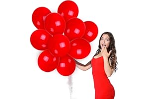 GUSKASA Palloncini Compleanno, 100 Palloncini Rossi, 25cm, palloncini compleanno bambina e bambino, palloncini rossi e rosso, palloncino feste, palloncini gonfiabili, palloncini compleanno elio