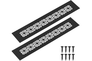 sourcing map 2Pcs Aluminum Alloy Air Vents, 250 x 50mm / 9.8 x 2" Rectangle Louvered Ventilation Grille Cover with Mounting Screws for Door Cabinet Wardrobe, Matt Black