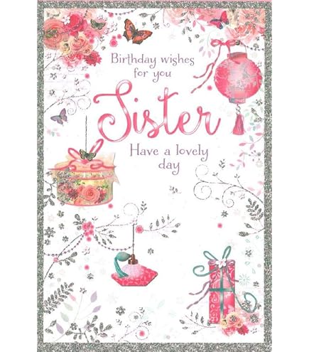 Geburtstagskarte Für Die Schwester Von Jonny Javelin – Aquarell-Design Mit Geschenken, Cocktail & Blumen