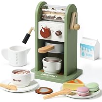 Smartwo Service à Thé Et Dessert 24 Pièces – Dinette Enfant En Bois Rose – Jeux De Rôle Pâtisserie – Cadeau Fille 3 4 5 Ans – Accessoires Cuisine Tout-petits