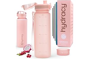 Hydracy Gourde d'Eau 500 mL sans BPA, Bouteille avec Marqueur de Temps, Infuseur et Verrouillage Sécurisé - Housse en Néoprène, Étanche, Anti-Fuite, Réutilisable, Légère - Idéal pour Sport, École