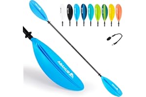 Abahub Pagaia Kayak 220 cm a 240 cm Regolabile Alluminio Doppia Remi Kayak Paddle Pagaie da Kayak con Paddle Line per Kayak Barca a Remi Canoa Nero/Bianco/Blu/Verde/Arancione/Giallo/Turchese
