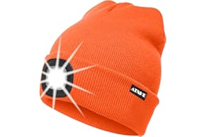 ATNKE LED Lumineux Bonnet Chapeau, USB Rechargeable 4 LED Chapeau de Course Lampe Frontale Étanche Lumière Hiver Cadeaux pour Hommes et Femmes