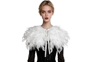 keland Feder Cape Stola Schwarz Weiß Beige Schal Halloween-Kostüm