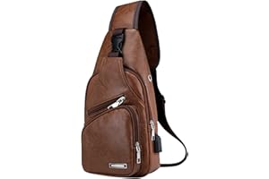 RLEHJN Sac de Poitrine Homme, ImperméAble Sac à BandoulièRe Loisir, Sac de Poitrine avec Port de Chargement Usb, LéGer Sac à Dos de Voyage pour RandonnéE Cyclisme Voyage Camping Pas Cher