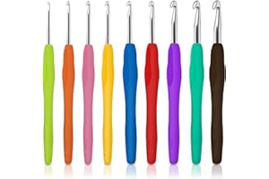 AITVSFAO Crochet Hooks Set, 9PCS Aluminum Crochet Needles Soft Grip Handle, Crochet Hook Crochet Kits Suitable for Beginners Adults (2.0mm-6.0mm)