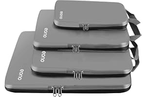 Eono 3/4/6 Piece Compressible Packing Cubes for Organising Your Travel Luggage Compression Packing Cube Packing Bags Set & Luggage Organiser for Backpack & Suitcase