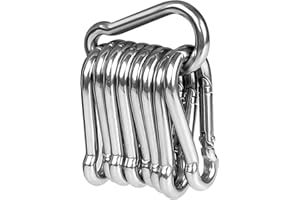 LISOPO Lot de 10 Mousquetons en acier inox 304 Résistant Mousqueton Inox 60 mm x 6 mm de qualité supérieure avec fermoir à cliquet pour tous les types d'aide à la traction et poignées avec un œillet