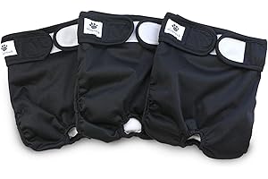 Hisprout 3-Pack Female Dog Diaper Reusable Washable Breathable Durable Doggie Diapers Pants Dog Season Pants(L,Black)