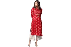 Vastraghar Kurta-Set für Damen, indische Tunika, Tops, Baumwolle, Viskose, Partykleidung, Kurti-Set mit Palazzo-Hose