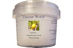 Flavour World Professional Powdered Food Flavouring 40g or 80g tubs with small dosing spoon included (40g, Lemon)