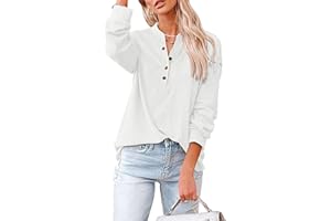 Jarseila Camiseta Manga Larga Mujer Camiseta Cuello V Blusa Básica Casual Tops de Manga Algodón Pullover Tops Blusas