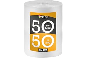 Luftpolsterfolie 1 Rolle | 0,5 x 50m (60my) | Premium Qualität | Ideal für Versand, Umzug, Verpackung/Verpackungsmaterial | mituso