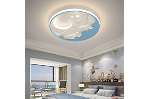 ‎AOEH AOEH LED Kinder Deckenlampe Stern Mond Deckenleuchte Für Kinder Acryl Lampenschirm Stufenloses Dimmen mit Fernbedienung Ultradünn 6Cm Schlafzimmer Decke Kindergarten Beleuchtung-D50cm,50W,Blau