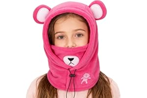 ITODA Cagoule Enfants Filles Garçons 3 en 1 Bonnet+ Tour de cou + Masque Chapeau d'hiver Epais Chaud Anti-vent Capuche Confortable Mignon Motif d'animaux pour Cyclisme Vélo Sports en plein air 5-13ans