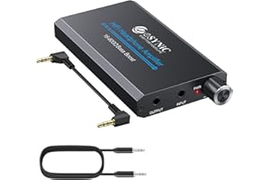 eSynic Professioneller Bass Kopfhörerverstärker 16-600Ω, Hi-Fi Audio mit verbessertem Bass – Wiederaufladbar, langlebig und tragbar für MP3, Smartphones, Laptops und mehr