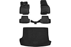 ‎LEMENT Element 3D Gummimatten & Kofferraummatte Set passend für VW T-ROC | Baujahr 2017-2025 | Obere Ladebodenstellung! | 100% passgenaue Auto Fußmatten, robuste Fußmatte Auto, Gummimatten Auto