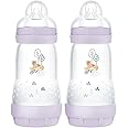 MAM Easy Start Matte Anti-Colic Baby Bottles, 9 oz (2 Count), Medium Flow, Baby Girl,2 Count (Pack of 1)