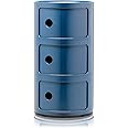 Kartell Componibili Contenitore 3 Elementi, ABS, Base Tonda, Blu, 32 x 32 x 58.5 cm