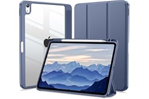 Vobafe Etui na iPada Air 5. 4. generacji z uchwytem na ołówki (10,9 cala, 2022/2020), potrójnie składany pokrowiec na iPada Air 5 4, bezprzewodowe ładowanie ołówek 2, niebiesko-szary