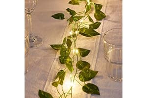 Hidyliu Łańcuch świetlny LED, 2 metry, dekoracyjne mini światła na zewnątrz, łańcuch świateł, sztuczny bluszcz, liść wisząca lampa, do sypialni, na wesele, przyjęcie, Boże Narodzenie, choinkę (baterie nie są dołączone)