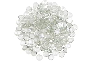 YiYa Transparent Flat Marble Decorative Beads Glass Gems for Home Decoration Vase Filler Fish Tank Bottom Decoration (About 0.68 lb(310g)/Bag)