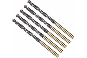 CoCud Drill Bit, 5mm Cutting Diameter, 4341 HSS Jobber Bits Gold and Black 118° Cutting Angle - (Applications: for Drilling Plastic Wood Soft Metal), 5-Pieces