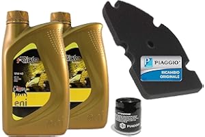 KIT TAGLIANDO FILTRO ARIA FILTRO OLIO ED OLIO PER PIAGGIO MP3 125-250 - 300 ORIGINALE PIAGGIO 2L OLIO ENI 10W 40