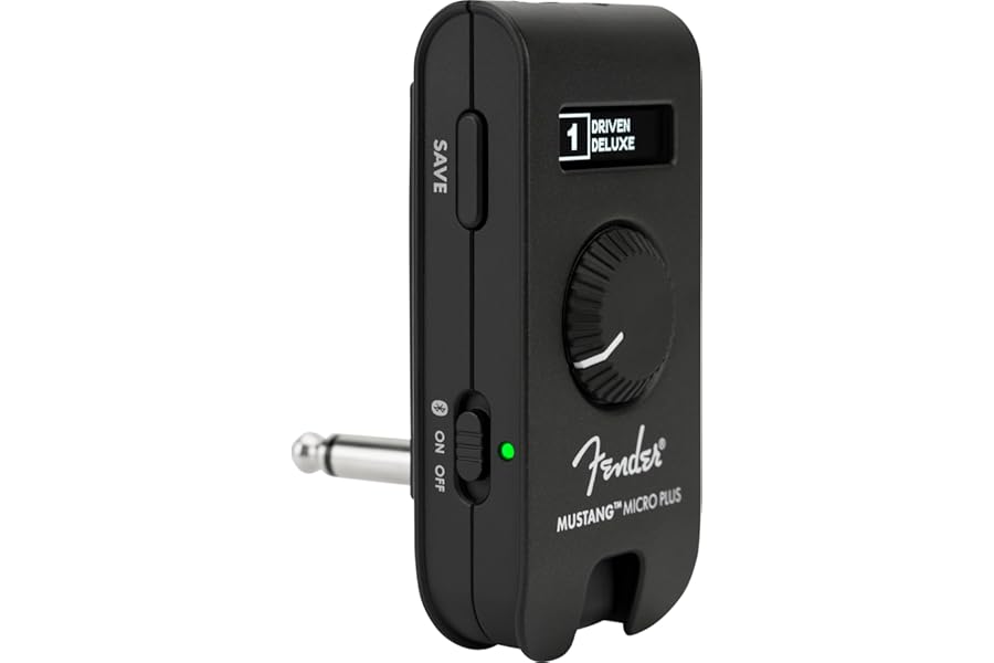 Fender Mustang Micro Plus Guitar Amp, Ultimate Personal Headphone Amplifier with 25 Amp Models, 25 Effects, Bluetooth, and 100 Presets, USB Rechargeable