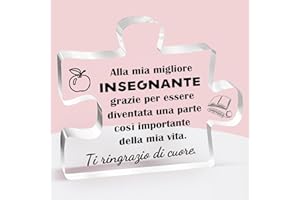 LOHENYOR Regalo Maestre Fine Anno, Cornice Regalo Maestra, Puzzle A Blocchi in Acrilico Inciso,Idee Regalo Insegnanti Regali Maestre degli Alunni Bambini, Regalo Maestre
