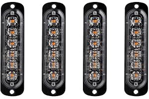 YIFENGSHUN 4pcs 12-24V Luces Estroboscópica de Advertencia de Emergencia Ultra-delgada - Barra de Luz de Precaución de Destello 6LEDS - Camión de Motocicleta Para Automóvil - Ámbar